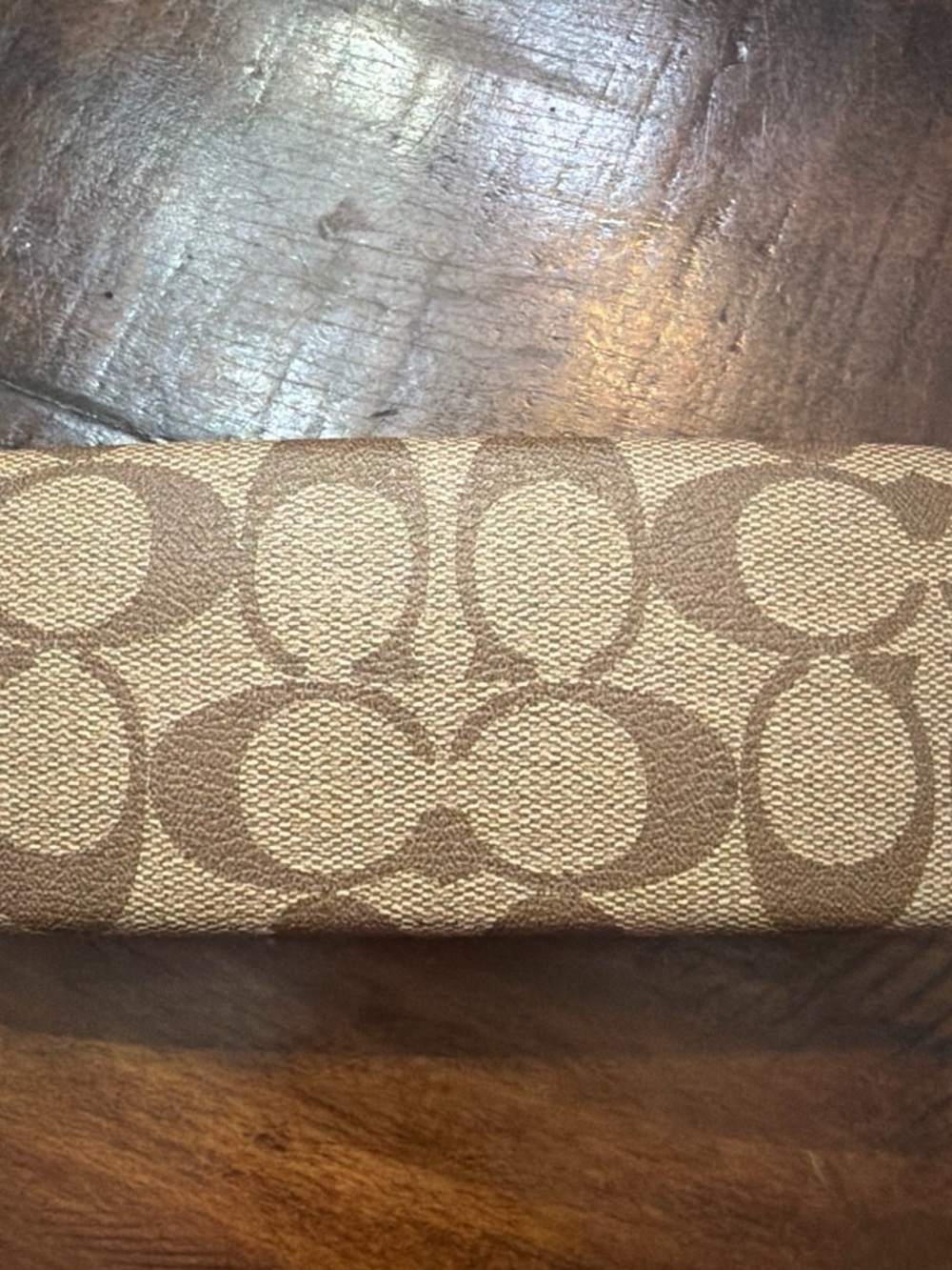 Coach Signature Card Holder in Khaki and Brown